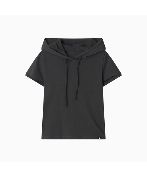 OHESHIO(オヘシオ)の「HOODED LAYERED CAP SLEEVE T-SHIRT, CHARCOAL(パーカー・レディース・その他・FREE)」の1枚目の写真