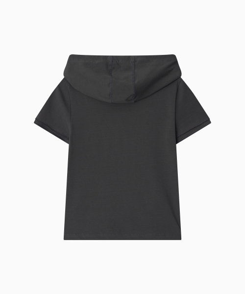 OHESHIO(オヘシオ)の「HOODED LAYERED CAP SLEEVE T-SHIRT, CHARCOAL(パーカー・レディース・その他・FREE)」の8枚目の写真