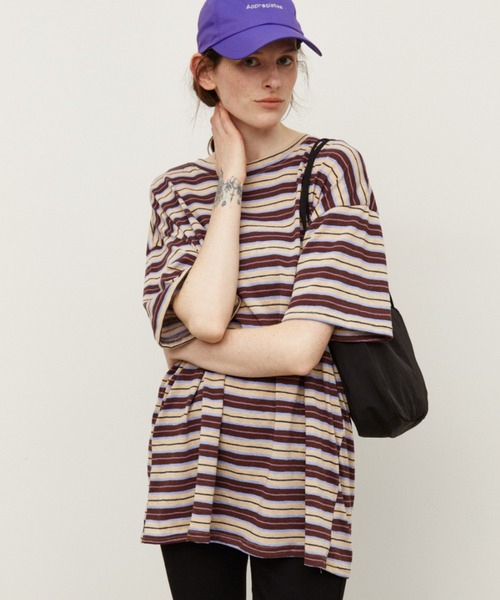 Auntie Rosa Holiday（アンティローザホリデー）の「マルチボーダーオーバーサイズTEE（Tシャツ/カットソー・レディース・ブラウン/ブラック・FREE）」の18枚目の写真