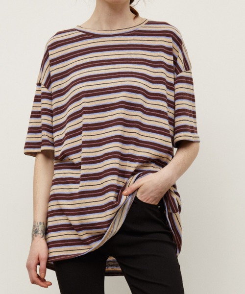 Auntie Rosa Holiday（アンティローザホリデー）の「マルチボーダーオーバーサイズTEE（Tシャツ/カットソー・レディース・ブラウン/ブラック・FREE）」の19枚目の写真