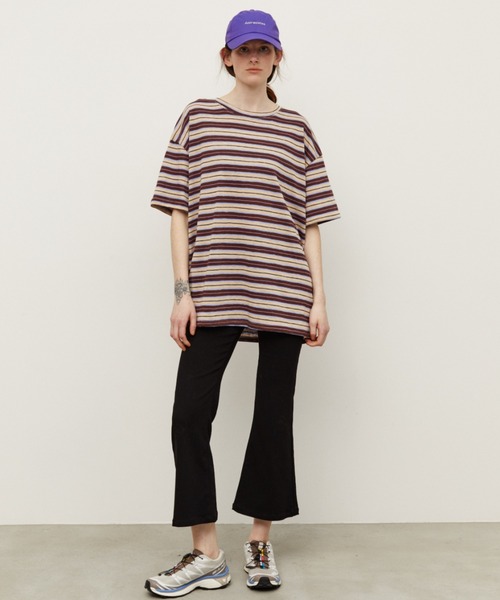 Auntie Rosa Holiday（アンティローザホリデー）の「マルチボーダーオーバーサイズTEE（Tシャツ/カットソー・レディース・ブラウン/ブラック・FREE）」の12枚目の写真