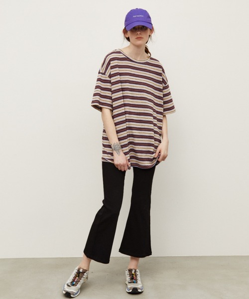 Auntie Rosa Holiday（アンティローザホリデー）の「マルチボーダーオーバーサイズTEE（Tシャツ/カットソー・レディース・ブラウン/ブラック・FREE）」の11枚目の写真