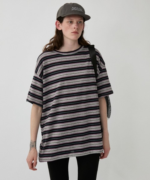 Auntie Rosa Holiday(アンティローザホリデー)の「マルチボーダーオーバーサイズTEE(Tシャツ/カットソー・レディース・ブラウン/ブラック/ネイビー/チャコールグレー・FREE)」の7枚目の写真