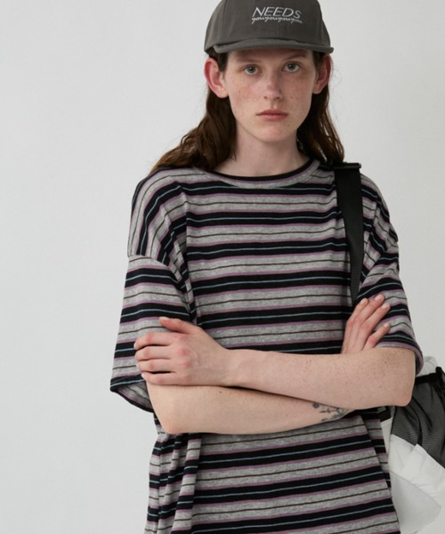 Auntie Rosa Holiday(アンティローザホリデー)の「マルチボーダーオーバーサイズTEE(Tシャツ/カットソー・レディース・ブラウン/ブラック/ネイビー/チャコールグレー・FREE)」の5枚目の写真