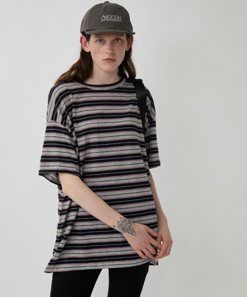 Auntie Rosa Holiday(アンティローザホリデー)の「マルチボーダーオーバーサイズTEE(Tシャツ/カットソー・レディース・ブラウン/ブラック/ネイビー/チャコールグレー・FREE)」の8枚目の写真