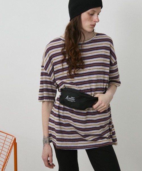 Auntie Rosa Holiday(アンティローザホリデー)の「マルチボーダーオーバーサイズTEE(Tシャツ/カットソー・レディース・ブラウン/ブラック/ネイビー/チャコールグレー・FREE)」の20枚目の写真