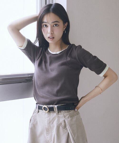 earth music&ecology(アースミュージックアンドエコロジー)の「レイヤードライクバイカラープルオーバー(Tシャツ/カットソー・レディース・レッド/ネイビー/ブラック/ブラウン/グレー/オフホワイト・FREE)」の19枚目の写真