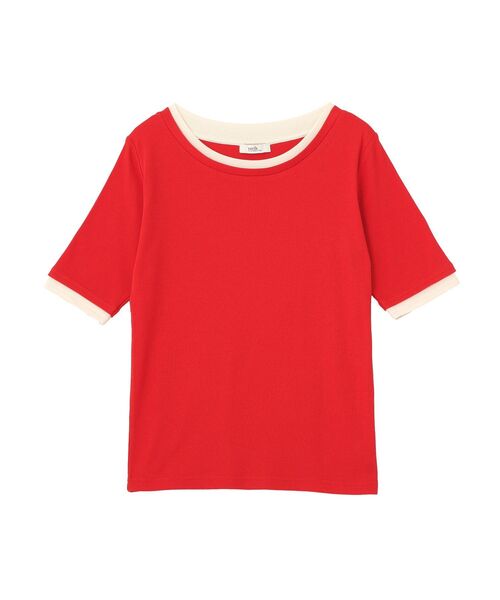 earth music&ecology(アースミュージックアンドエコロジー)の「レイヤードライクバイカラープルオーバー(Tシャツ/カットソー・レディース・レッド/ネイビー/ブラック/ブラウン/グレー/オフホワイト・FREE)」の9枚目の写真
