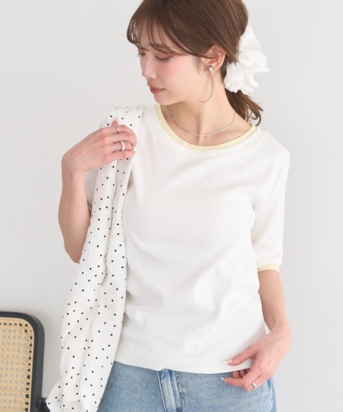 earth music&ecology(アースミュージックアンドエコロジー)の「レイヤードライクバイカラープルオーバー(Tシャツ/カットソー・レディース・レッド/ネイビー/ブラック/ブラウン/グレー/オフホワイト・FREE)」の2枚目の写真