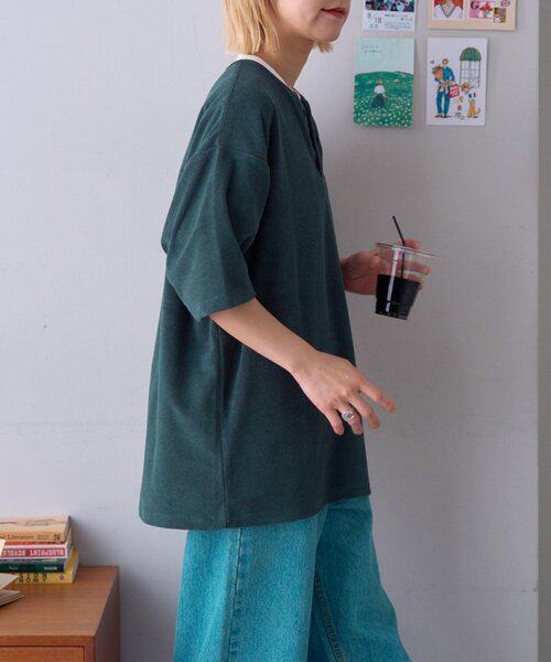 GEVACO（ゲバコ）の「【GEVACO】パイルヘンリーネックTEE（Tシャツ/カットソー・レディース・グリーン/チャコールグレー/ブルー・MEDIUM/LARGE）」の17枚目の写真