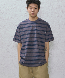 CAMEL WORK（キャメルワーク）の「ヴィンテージストライプポケット半袖Tシャツ（パープル）（Tシャツ/カットソー）」