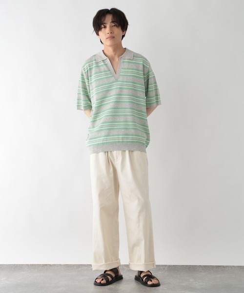 GLOBAL WORK(グローバルワーク)の「ボーダースキッパーポロシャツ/一部店舗限定/670363(ポロシャツ・メンズ・ブラック/グレー/チャコールグレー・X-LARGE/LARGE/SMALL/MEDIUM)」の12枚目の写真