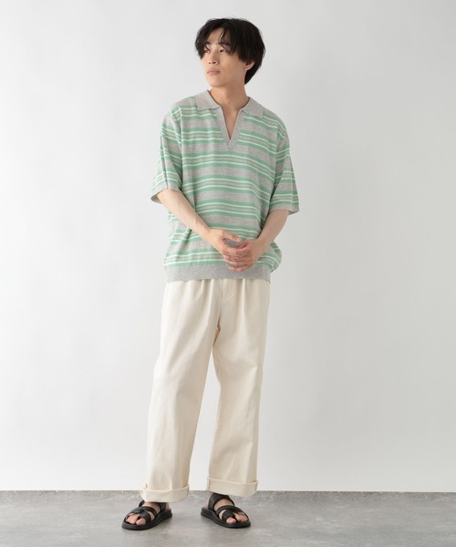 GLOBAL WORK(グローバルワーク)の「ボーダースキッパーポロシャツ/一部店舗限定/670363(ポロシャツ・メンズ・ブラック/グレー/チャコールグレー・X-LARGE/LARGE/SMALL/MEDIUM)」の13枚目の写真