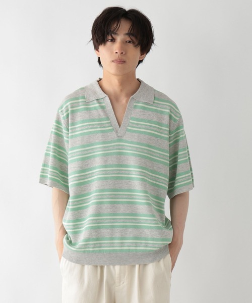 GLOBAL WORK(グローバルワーク)の「ボーダースキッパーポロシャツ/一部店舗限定/670363(ポロシャツ・メンズ・ブラック/グレー/チャコールグレー・X-LARGE/LARGE/SMALL/MEDIUM)」の15枚目の写真