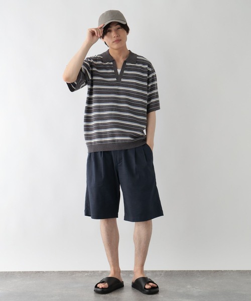GLOBAL WORK(グローバルワーク)の「ボーダースキッパーポロシャツ/一部店舗限定/670363(ポロシャツ・メンズ・ブラック/グレー/チャコールグレー・X-LARGE/LARGE/SMALL/MEDIUM)」の5枚目の写真