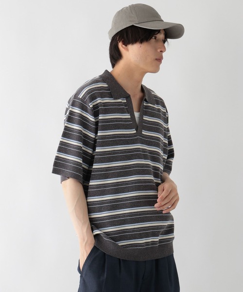 GLOBAL WORK(グローバルワーク)の「ボーダースキッパーポロシャツ/一部店舗限定/670363(ポロシャツ・メンズ・ブラック/グレー/チャコールグレー・X-LARGE/LARGE/SMALL/MEDIUM)」の8枚目の写真
