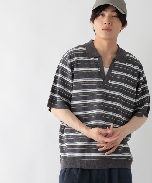 GLOBAL WORK(グローバルワーク)の「ボーダースキッパーポロシャツ/一部店舗限定/670363(ポロシャツ・メンズ・ブラック/グレー/チャコールグレー・X-LARGE/LARGE/SMALL/MEDIUM)」の9枚目の写真