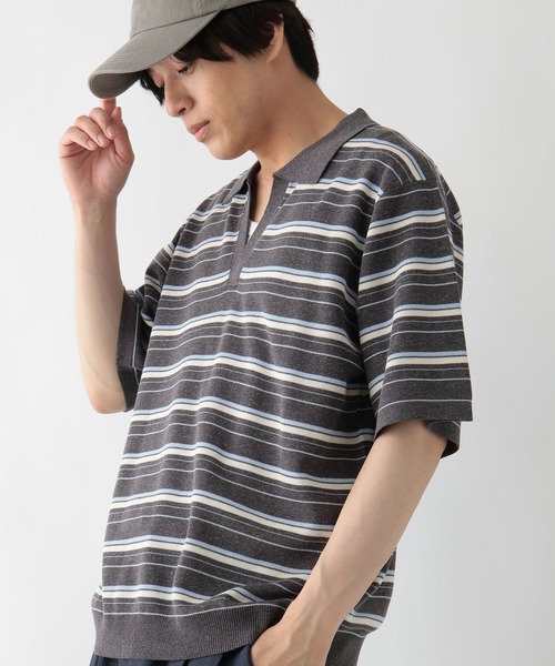 GLOBAL WORK(グローバルワーク)の「ボーダースキッパーポロシャツ/一部店舗限定/670363(ポロシャツ・メンズ・ブラック/グレー/チャコールグレー・X-LARGE/LARGE/SMALL/MEDIUM)」の10枚目の写真