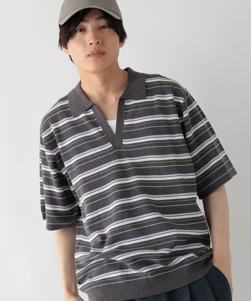 GLOBAL WORK(グローバルワーク)の「ボーダースキッパーポロシャツ/一部店舗限定/670363(ポロシャツ・メンズ・ブラック/グレー/チャコールグレー・X-LARGE/LARGE/SMALL/MEDIUM)」の11枚目の写真
