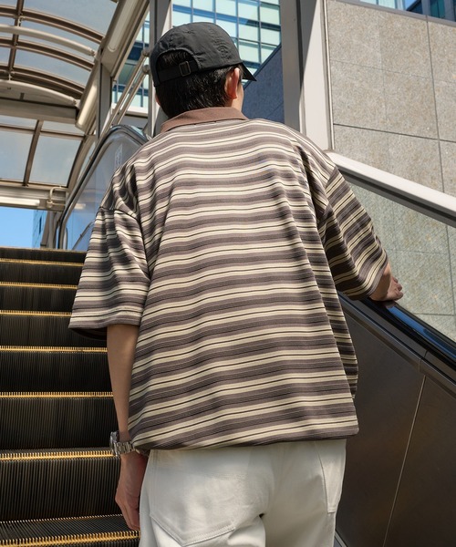 Perushu(ペルーシュ)の「CLASSICAL EMBROIDERY BORDER DRAWSTRING POLO/クラシカル刺繍 ボーダードローストリングポロ(ポロシャツ・メンズ・ブラック系/ブラウン系・MEDIUM/LARGE)」の19枚目の写真