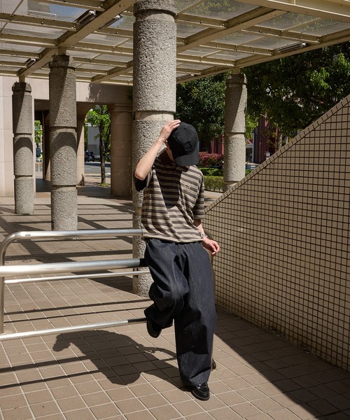 Perushu(ペルーシュ)の「CLASSICAL EMBROIDERY BORDER DRAWSTRING POLO/クラシカル刺繍 ボーダードローストリングポロ(ポロシャツ・メンズ・ブラック系/ブラウン系・MEDIUM/LARGE)」の14枚目の写真