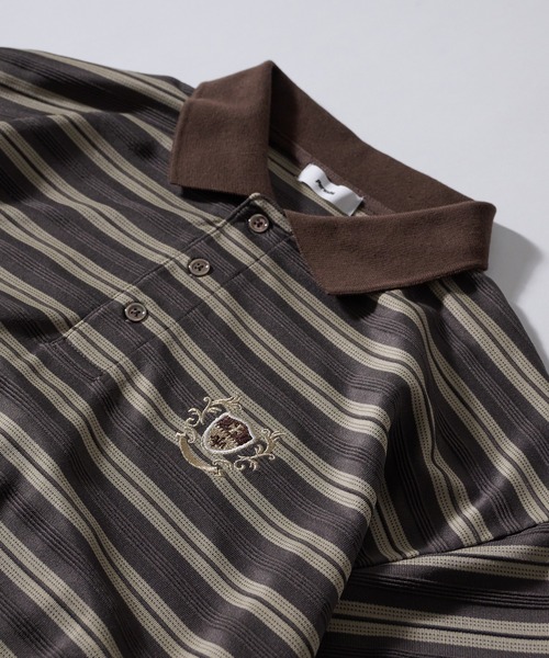 Perushu(ペルーシュ)の「CLASSICAL EMBROIDERY BORDER DRAWSTRING POLO/クラシカル刺繍 ボーダードローストリングポロ(ポロシャツ・メンズ・ブラック系/ブラウン系・MEDIUM/LARGE)」の8枚目の写真
