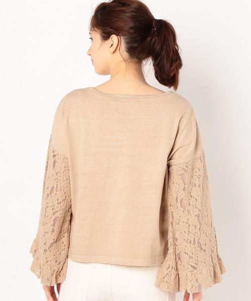 Another Edition（アナザーエディション）の「袖レースロックプリントプルオーバー/AEMBC C/ソデレースロックPRT PO◆（Tシャツ/カットソー・レディース・ダークグレー/ベージュ・FREE）」の8枚目の写真