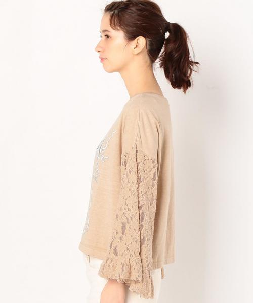 Another Edition（アナザーエディション）の「袖レースロックプリントプルオーバー/AEMBC C/ソデレースロックPRT PO◆（Tシャツ/カットソー・レディース・ダークグレー/ベージュ・FREE）」の10枚目の写真