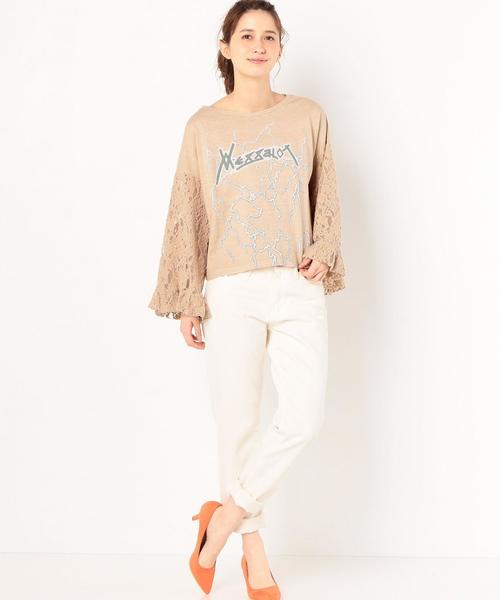 Another Edition（アナザーエディション）の「袖レースロックプリントプルオーバー/AEMBC C/ソデレースロックPRT PO◆（Tシャツ/カットソー・レディース・ダークグレー/ベージュ・FREE）」の12枚目の写真