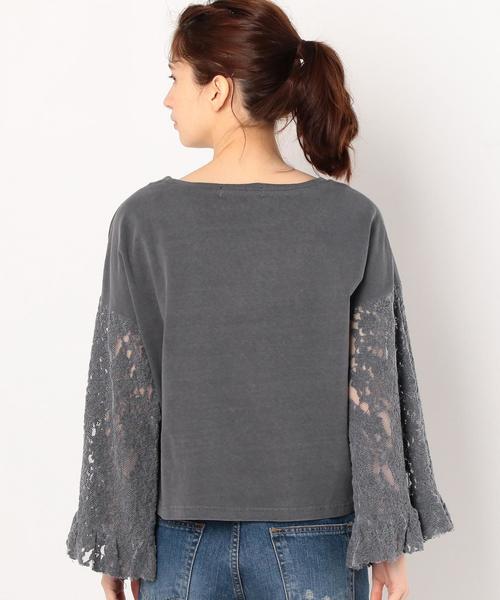 Another Edition（アナザーエディション）の「袖レースロックプリントプルオーバー/AEMBC C/ソデレースロックPRT PO◆（Tシャツ/カットソー・レディース・ダークグレー/ベージュ・FREE）」の5枚目の写真