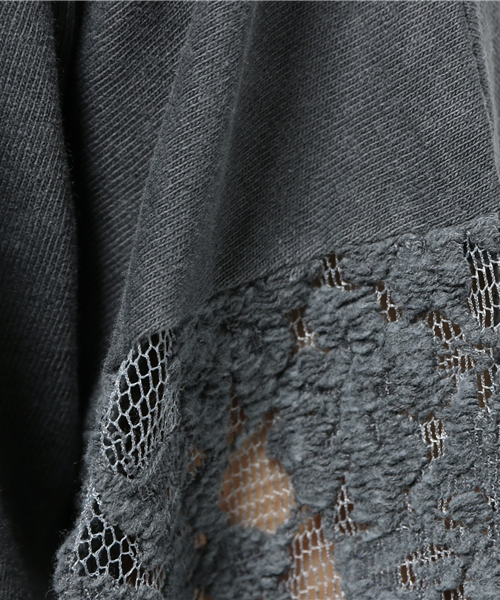 Another Edition（アナザーエディション）の「袖レースロックプリントプルオーバー/AEMBC C/ソデレースロックPRT PO◆（Tシャツ/カットソー・レディース・ダークグレー/ベージュ・FREE）」の7枚目の写真