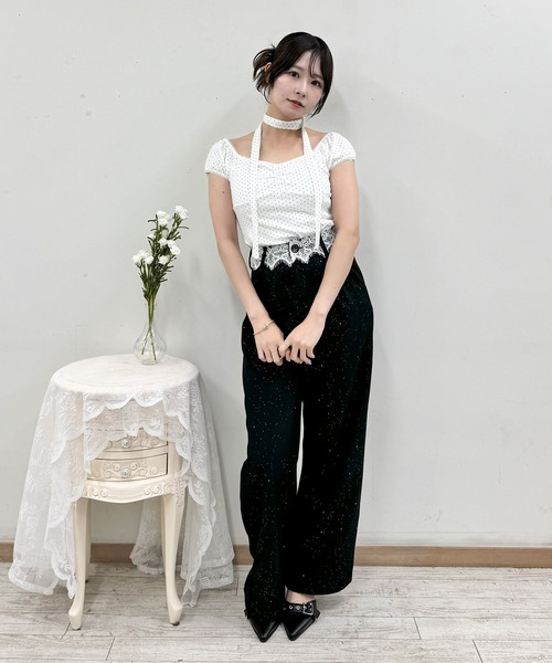 frunco（フランコ）の「チョーカー付きドットパフスリーブT（Tシャツ/カットソー・レディース・ホワイト/グレー・FREE）」の9枚目の写真