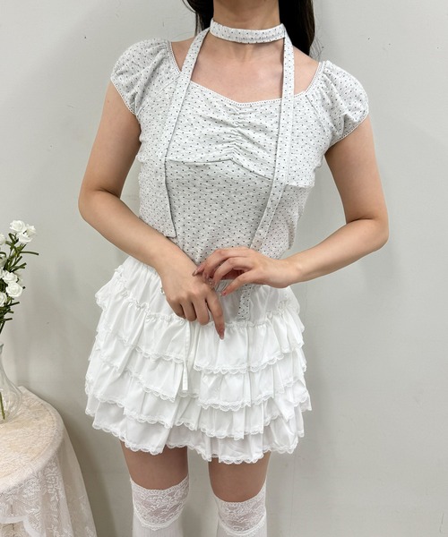 frunco（フランコ）の「チョーカー付きドットパフスリーブT（Tシャツ/カットソー・レディース・ホワイト/グレー・FREE）」の11枚目の写真