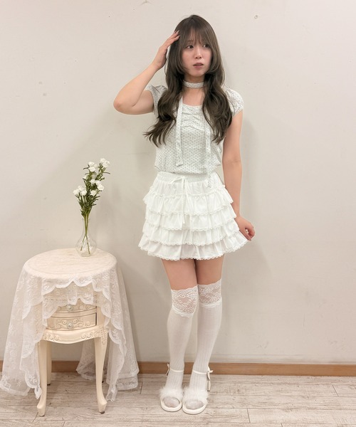 frunco（フランコ）の「チョーカー付きドットパフスリーブT（Tシャツ/カットソー・レディース・ホワイト/グレー・FREE）」の19枚目の写真