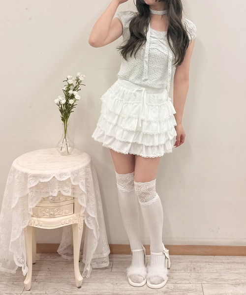 frunco（フランコ）の「チョーカー付きドットパフスリーブT（Tシャツ/カットソー・レディース・ホワイト/グレー・FREE）」の18枚目の写真