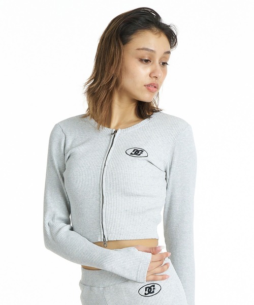 DC(ディーシー)の「DC/ディーシー 長袖 Tシャツ ロンT リブ ダブルジップ クロップド丈 ショート丈 26 WS TELECO ZIP CARDIGAN LCD264313(Tシャツ/カットソー・レディース・ピンクベージュ/ミックスグレー/スミクロ/ブラック/ヘザーグレー・M/L)」の4枚目の写真