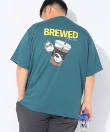 ヒヤテック Tシャツ 半袖 coffee メンズ 大きいサイズ ヒヤテック バックプリント クルーネック B&T CLUB (ビーアンドティークラブ)