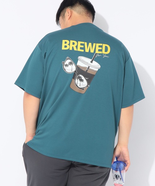 B&T CLUB(ビーティークラブ)の「ヒヤテック Tシャツ 半袖 coffee メンズ 大きいサイズ ヒヤテック バックプリント クルーネック B&T CLUB (ビーアンドティークラブ)(Tシャツ/カットソー・メンズ・グリーン/ダークグレー・X1(3L~4L)/X2(4L~5L)/X4(8L~9L)/X3(6L~7L))」の1枚目の写真