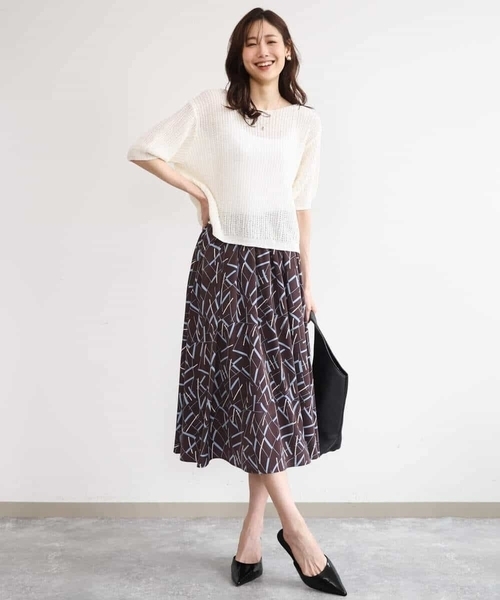 MK MICHEL KLEIN（エムケーミッシェルクラン）の「[洗える]クロップド丈シアーリブニット（ニット/セーター・レディース・アイボリー/ブルー/ブラウン・38）」の5枚目の写真