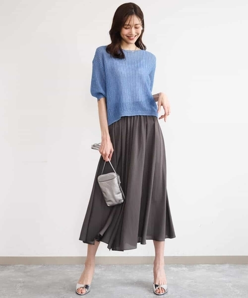 MK MICHEL KLEIN（エムケーミッシェルクラン）の「[洗える]クロップド丈シアーリブニット（ニット/セーター・レディース・アイボリー/ブルー/ブラウン・38）」の11枚目の写真
