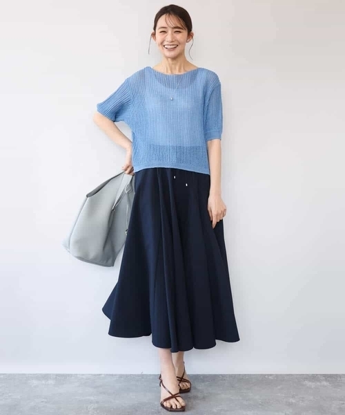 MK MICHEL KLEIN（エムケーミッシェルクラン）の「[洗える]クロップド丈シアーリブニット（ニット/セーター・レディース・アイボリー/ブルー/ブラウン・38）」の16枚目の写真