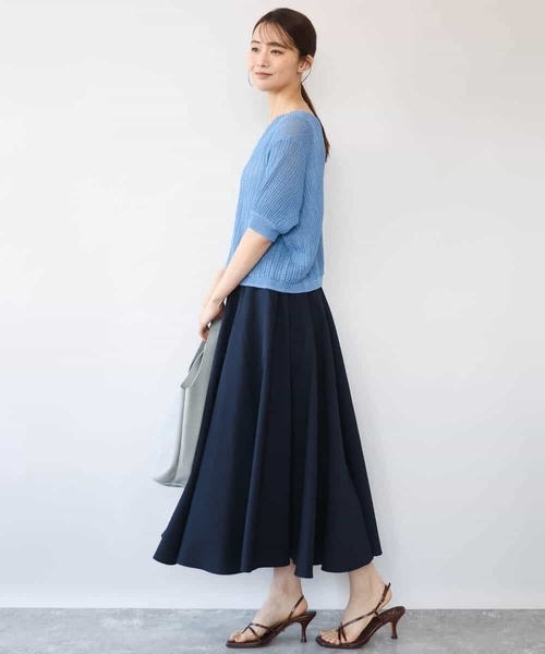 MK MICHEL KLEIN（エムケーミッシェルクラン）の「[洗える]クロップド丈シアーリブニット（ニット/セーター・レディース・アイボリー/ブルー/ブラウン・38）」の17枚目の写真