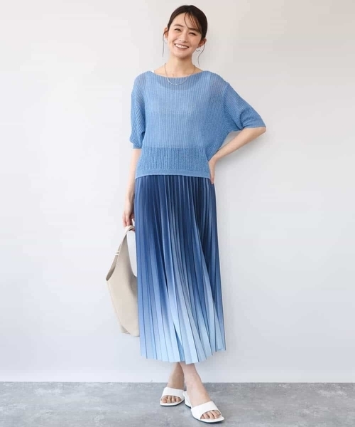 MK MICHEL KLEIN（エムケーミッシェルクラン）の「[洗える]クロップド丈シアーリブニット（ニット/セーター・レディース・アイボリー/ブルー/ブラウン・38）」の18枚目の写真
