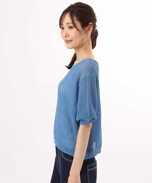 MK MICHEL KLEIN（エムケーミッシェルクラン）の「[洗える]クロップド丈シアーリブニット（ニット/セーター・レディース・アイボリー/ブルー/ブラウン・38）」の22枚目の写真