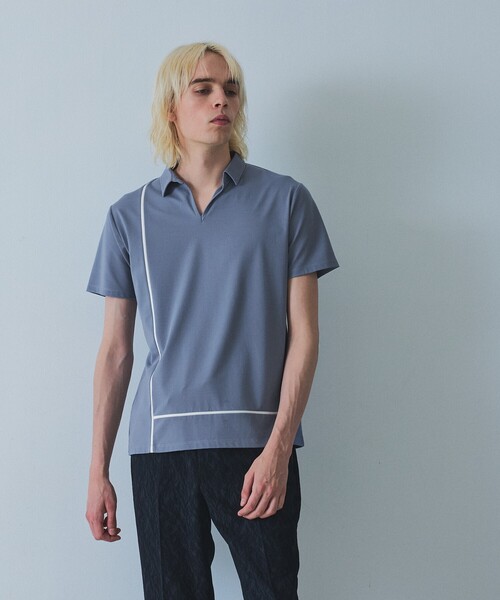 5351 POUR LES HOMMES(ゴーサンゴーイチプールオム)の「【L-Line】スキッパー ポロシャツ(ポロシャツ・メンズ・ブラック/グレイッシュブルー・48/46/44/50)」の16枚目の写真