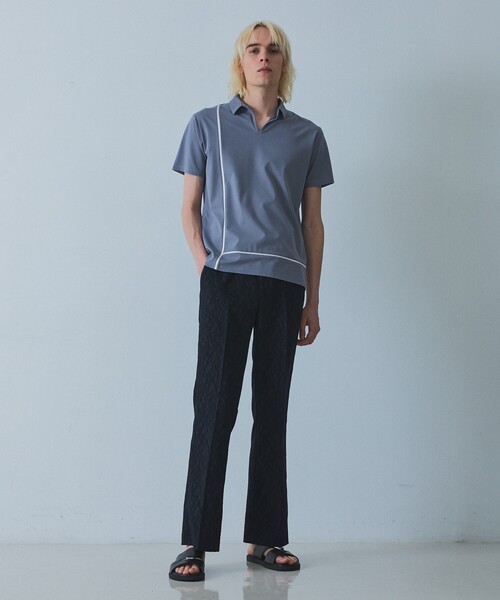 5351 POUR LES HOMMES(ゴーサンゴーイチプールオム)の「【L-Line】スキッパー ポロシャツ(ポロシャツ・メンズ・ブラック/グレイッシュブルー・48/46/44/50)」の10枚目の写真