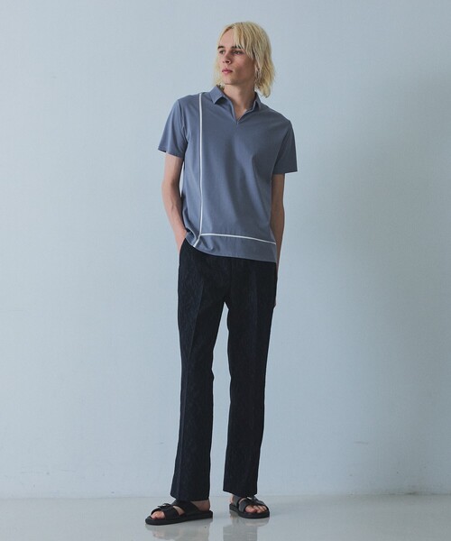 5351 POUR LES HOMMES(ゴーサンゴーイチプールオム)の「【L-Line】スキッパー ポロシャツ(ポロシャツ・メンズ・ブラック/グレイッシュブルー・48/46/44/50)」の9枚目の写真
