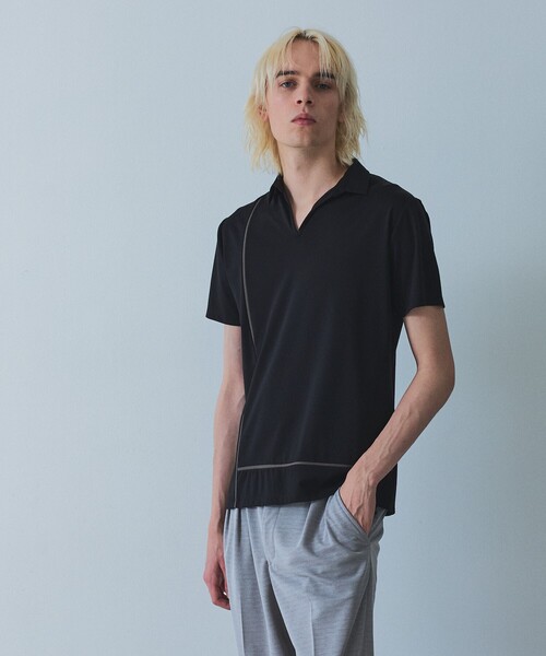 5351 POUR LES HOMMES(ゴーサンゴーイチプールオム)の「【L-Line】スキッパー ポロシャツ(ポロシャツ・メンズ・ブラック/グレイッシュブルー・48/46/44/50)」の6枚目の写真