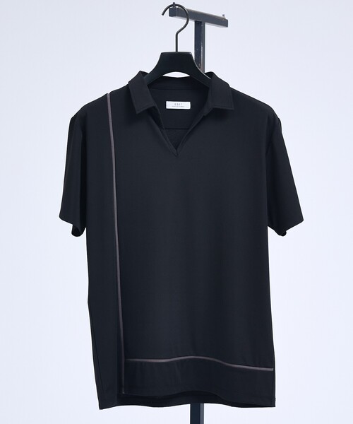 5351 POUR LES HOMMES(ゴーサンゴーイチプールオム)の「【L-Line】スキッパー ポロシャツ(ポロシャツ・メンズ・ブラック/グレイッシュブルー・48/46/44/50)」の4枚目の写真