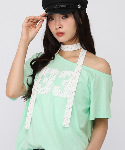 3.3 Field Trip (3.3フィールドトリップ)の「3.3 Field Trip/スター柄ストール付きアップリケナンバーTシャツ(Tシャツ/カットソー・レディース・ホワイト/ブラック/グレー/ミント・FREE)」の4枚目の写真